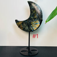 Natural Labradorite Moon With Stand