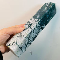 Large Moss Agate Tower