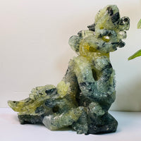 Natural Hand Carved Prehnite Dragon