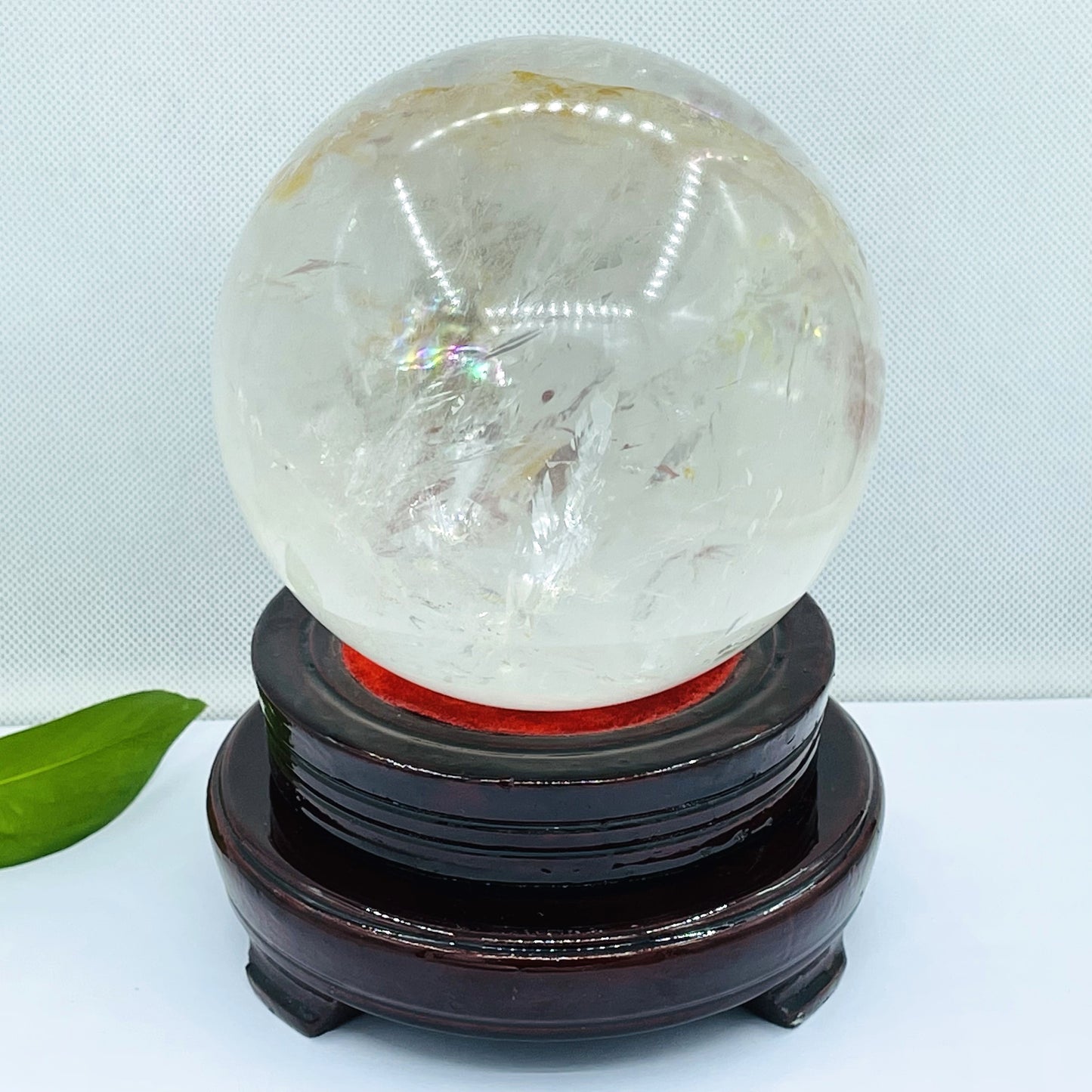 Natural Clear Quartz Crystal Sphere With Rainbow