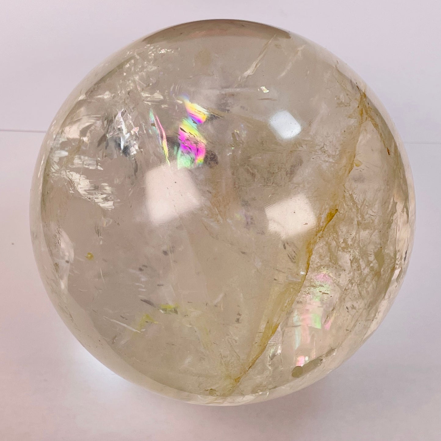 Natural Clear Quartz Crystal Sphere With Rainbow