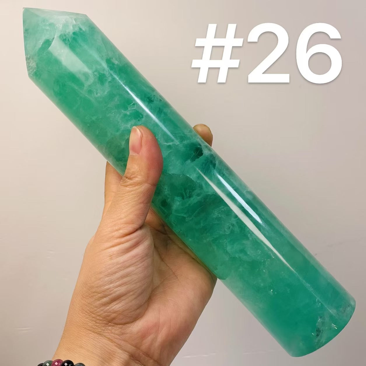 Natural Green Fluorite Round Tower