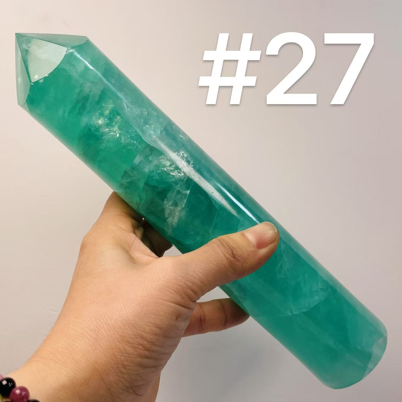 Natural Green Fluorite Round Tower