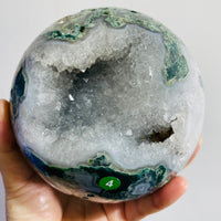 Natural Moss Agate With Druzy Sphere