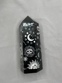 Black Obsidian With Sliver Carving Point HB7216