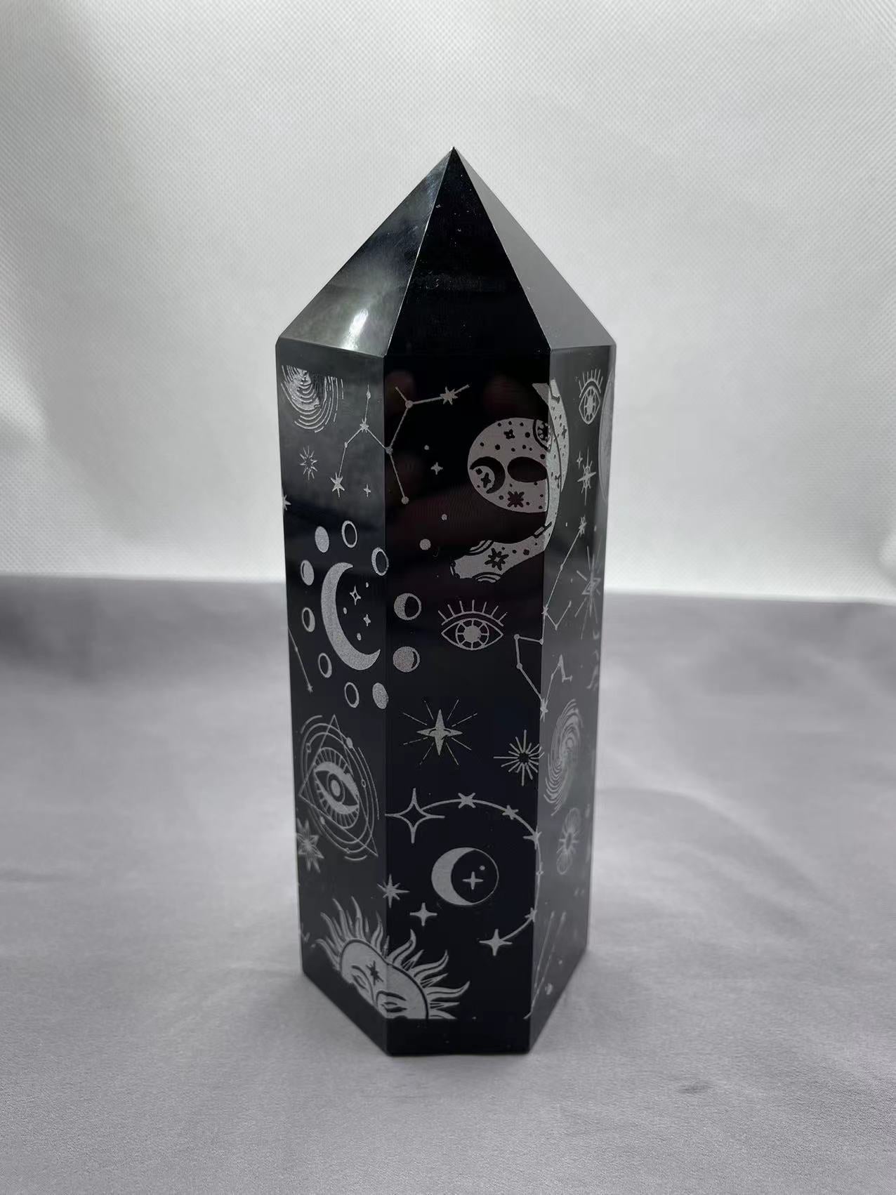 Black Obsidian With Sliver Carving Point HB7216