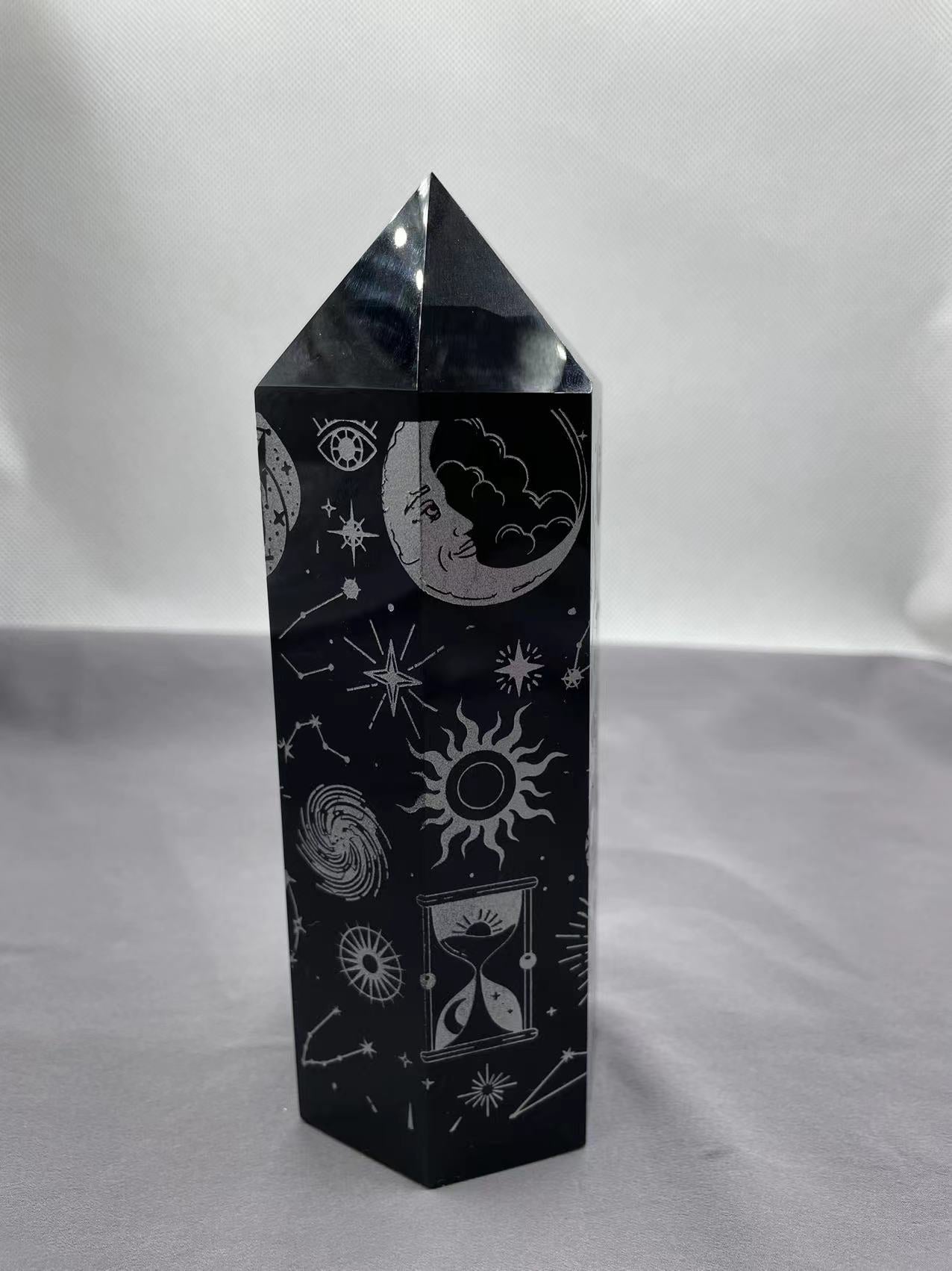 Black Obsidian With Sliver Carving Point HB7216