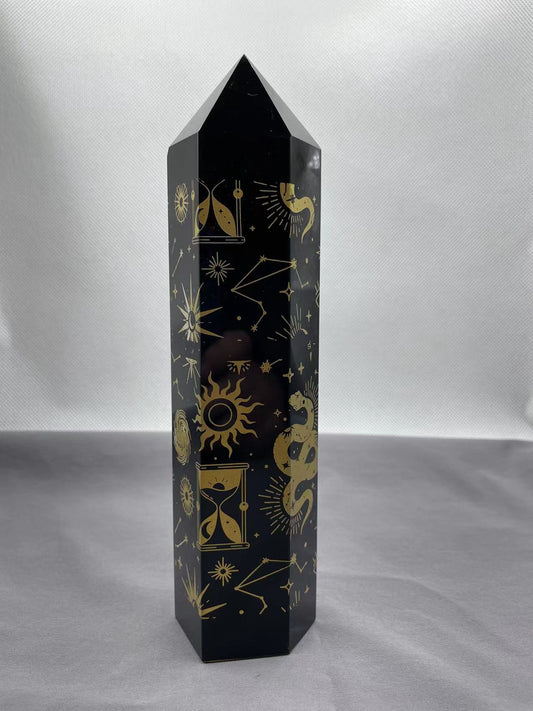 Black obsidian Gold Carving HB7215