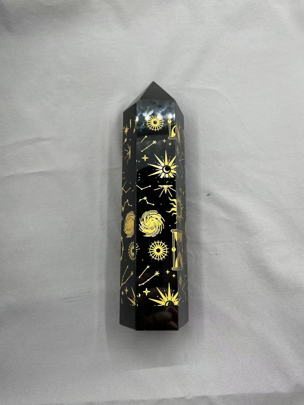 Black obsidian Gold Carving HB7215